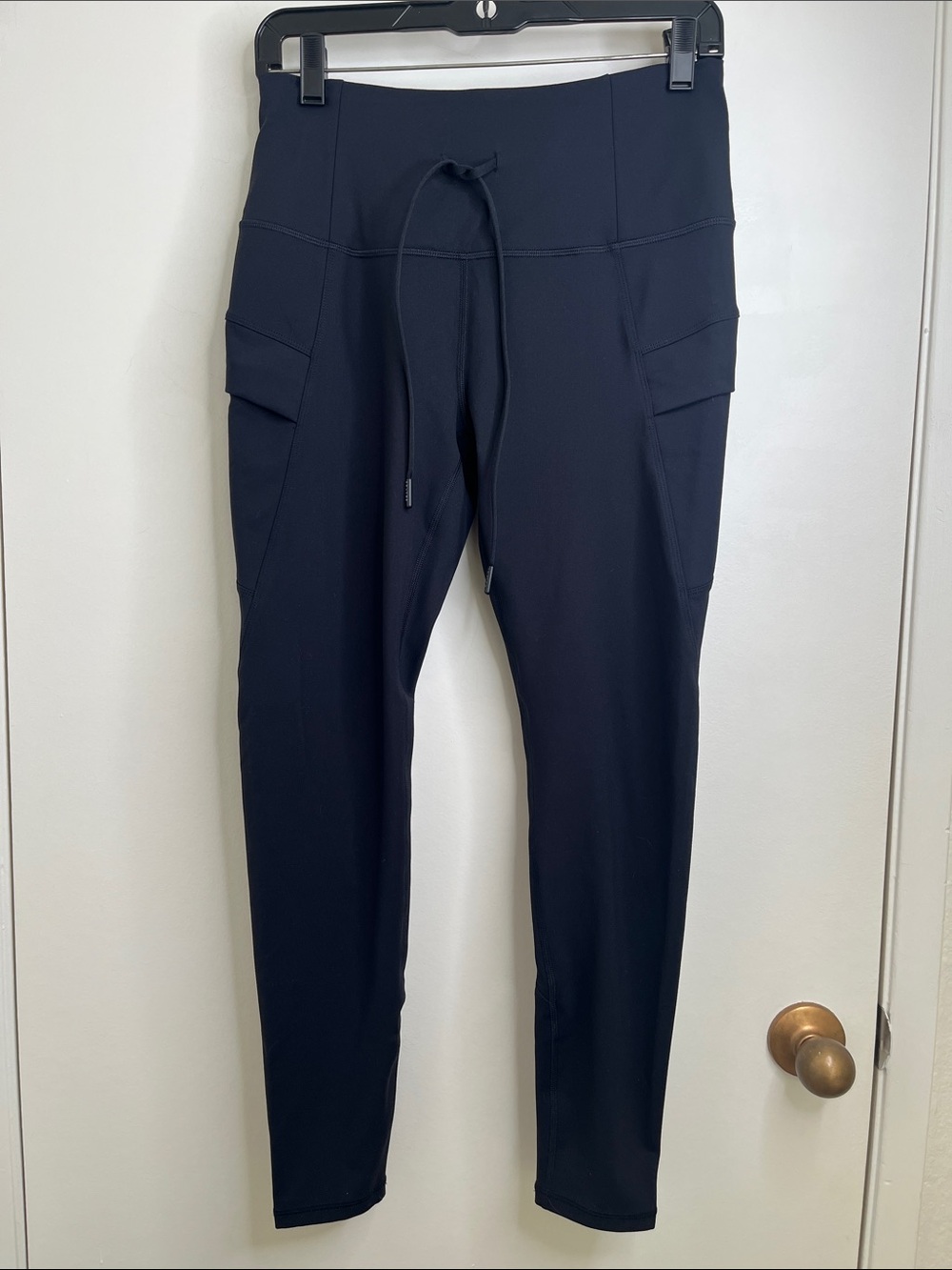 Spyder Active Leggings Womens Medium Black Ankle High Rise Drawstring Pockets